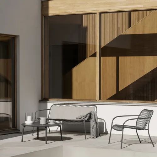 ספסל גן אפור עם ידיות YUA WIRE Lounge Sofa