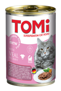 שימור טומי 400גרם לחתולים רוטב וחתיכות עגל Tomi