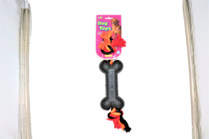 עצם גומי שחור+חבל לכלב גדול