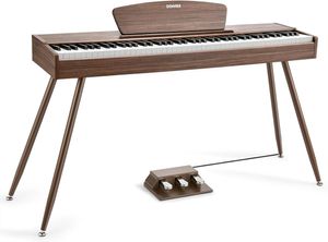 פסנתר חשמלי בעיצוב Retro רטרו 88 קלידים שקולים בצבע Walnut וולנט DDP-80 מבית DONNER