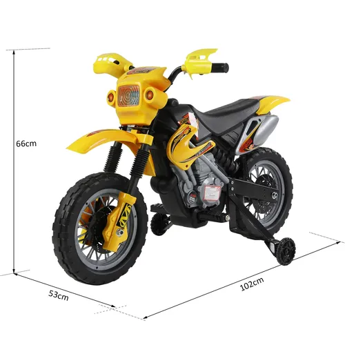 אופנוע שטח חשמלי ממונע 6V עם גלגלי עזר, אפקטים קוליים ותאורה - אדום
