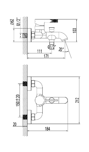 סוללת אמבטיה כולל צינור ומזלף שחור מט 53010