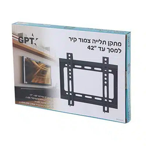 מתקן תלייה צמוד קיר + הטייה למסכי טלוויזיה GPT MTV42TILT