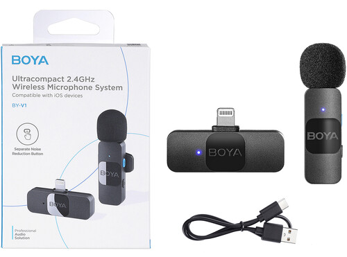 מיקרופון דש אלחוטי לאייפון Boya BY-V1 Lightning