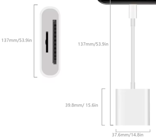 קורא כרטיסים IPHONE זכר לחיבורים SD - MICRO SD ALL IN ONE