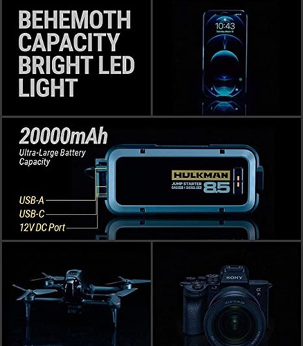 בוסטר להתנעת רכב Hulkman Alpha85 Jump Starter 2000A