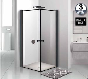 מקלחון פינתי דלתות כנף ניקל שחור פרופילון PR405B  Prb