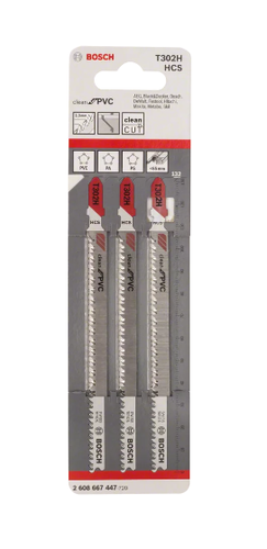 סט 5 מסוריות למסור אנכי BOSCH T302 H CLEAN FOR PVC