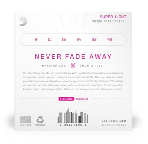 זוית נוספת D'Addario 09-42 Super Light Coated Electric Guitar Strings