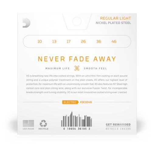 זוית נוספת D'Addario 10-46 Regular Light Coated Electric Guitar Strings