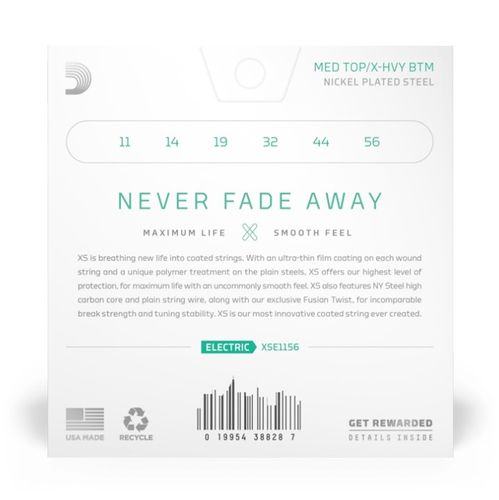 זוית נוספת D'Addario 11-56 Medium Top/Extra Heavy Bottom Electric Guitar Strings