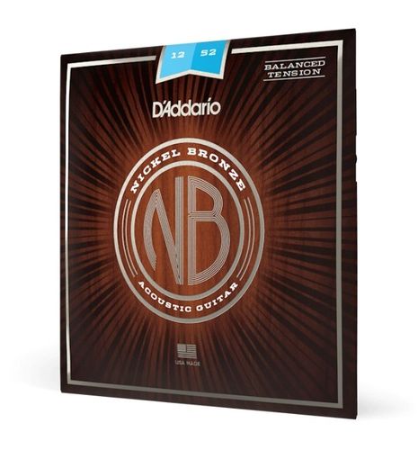 זוית נוספת D'Addario 12-52 Light Balanced Tension Acoustic Guitar Strings