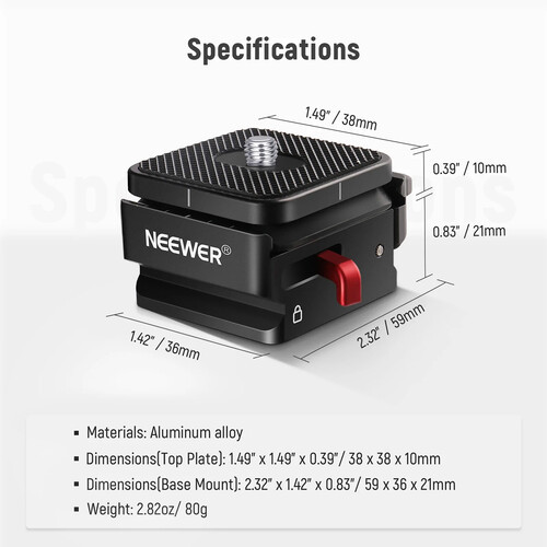בסיס פלטת שחרור מהיר ומתאם Neewer QRP-1