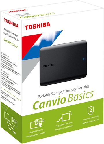 כונן קשיח ‏חיצוני Toshiba Canvio Basics 1TB USB 3.2 HDTB510EK3AA טושיבה