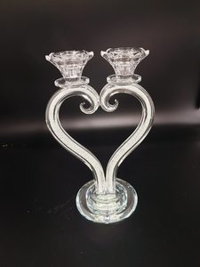 פמוט לב קריסטל רסיסים לבנים 28 ס"מ