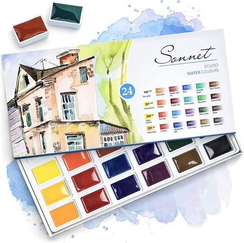 סט צבעי מים  24 קוביות SONNET ( קופסת קרטון)