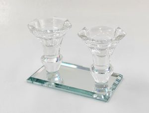 פמוטי קריסטל 2 קנים + מגש קריסטל