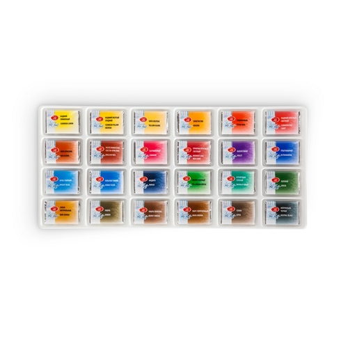 סט צבעי מים מקצועיים 24 קוביות White Nights Artist Water Color קופסת קרטון