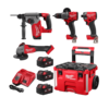 סט מילווקי 4 חלקים 18V דור 4 מברגת אימפקט + מברגה מקדחה רוטטת + פטישון + משחזת דיסק + 3 סוללות 5 אמפר ומטען - Milwaukee 