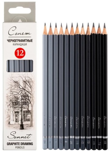 סט 12 עפרונות רישום SONNET GRAPHITE DRAWING PENCILS