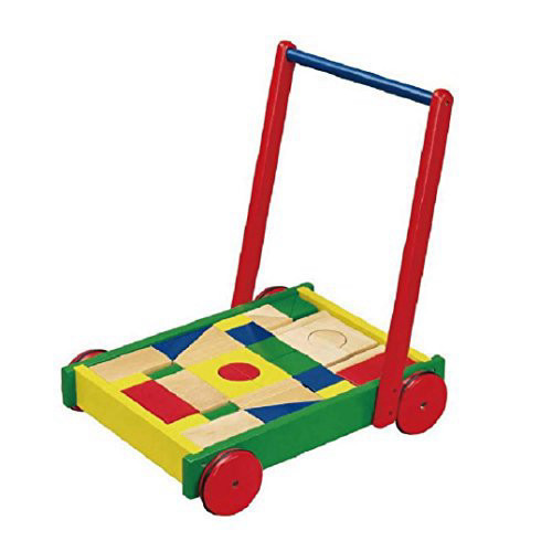 עגלת קוביות עץ VIGA עם 36 חלקים לילדים