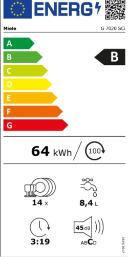 מדיח כלים סמי-אינטגראלי דגם G7020SCi מילה MIELE