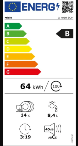 מדיח כלים אינטגרלי מלא דגם Miele G7060SCVI מילה