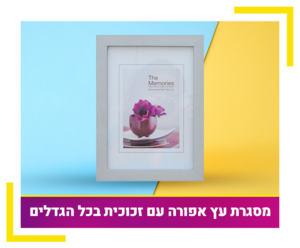 מסגרת עץ אפורה עם זכוכית במגוון גדלים