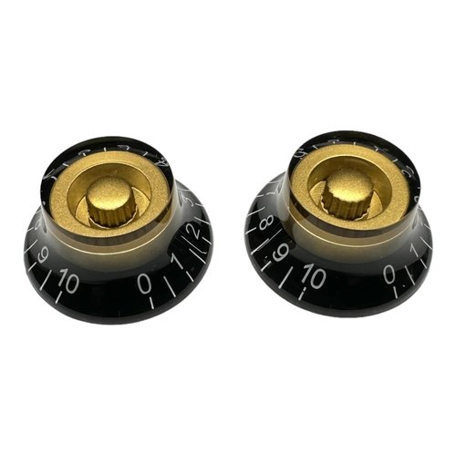 סט 2 כפתורים לגיטרה AX-L582-2 AxLabs Black And Gold Bell Knob With White Font