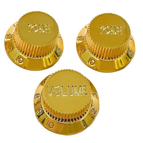 סט 3 כפתורים לגיטרה AX-LB496B515 AxLabs Strat-Style Knob Kit (3) - Gold