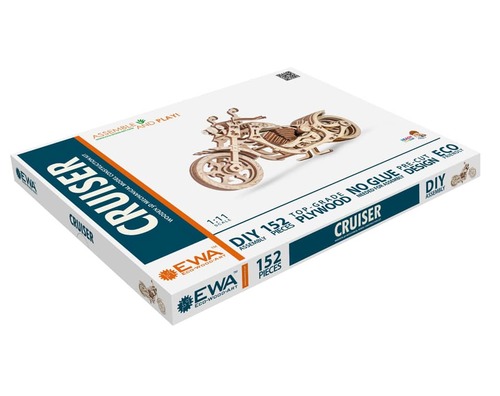 פאזל תלת מימדי מכני מעץ - אופנוע קרוזר קלאסי ECO-WOOD