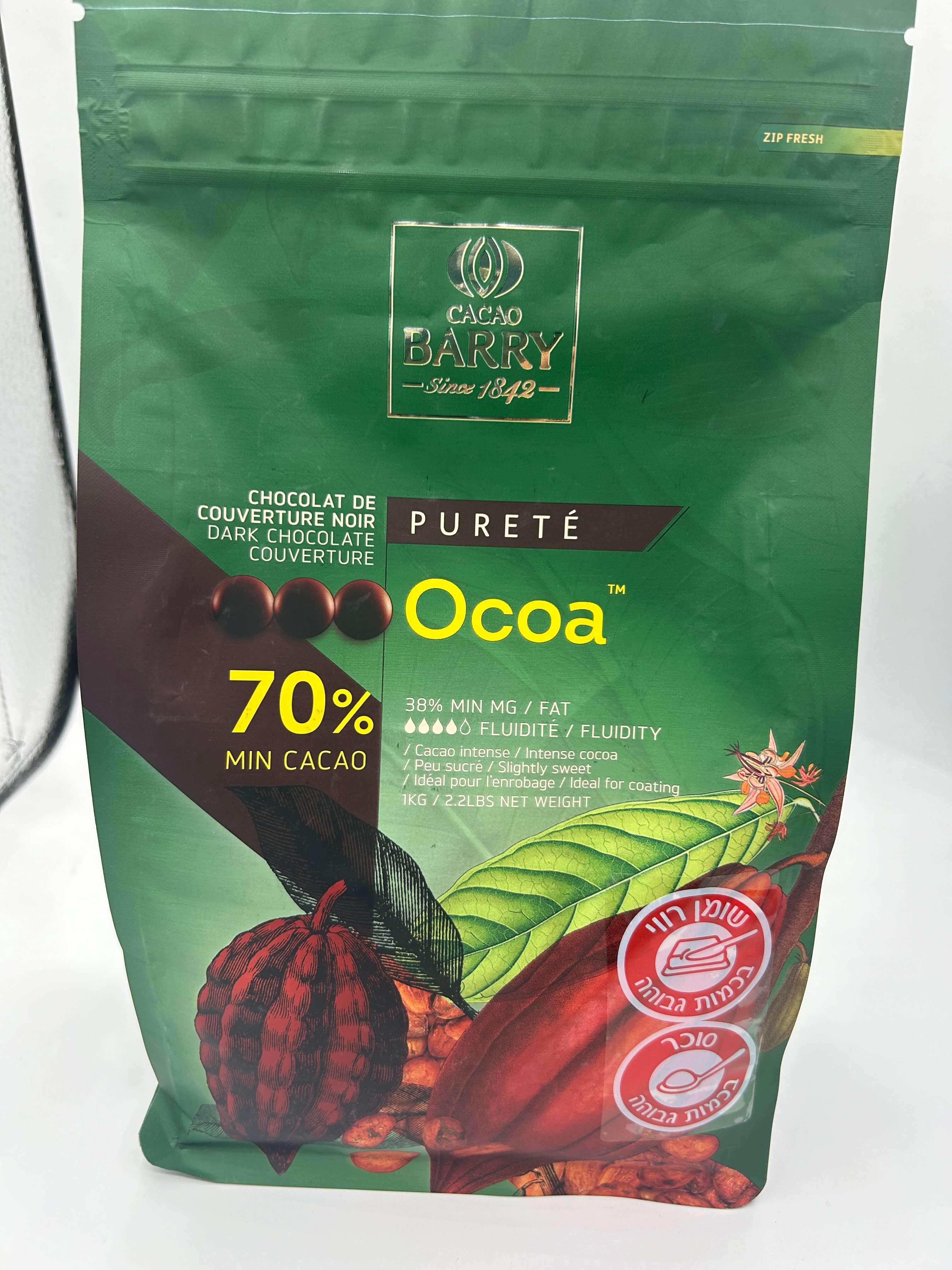 שוקולד ברי מריר 70% OCOA CACCO BARRY