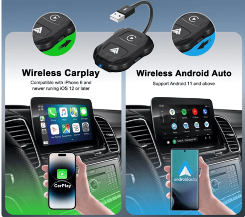 מתאם / ממיר מתאם לרכב CarPlay ו-Android Auto מחוטי לאלחוטי