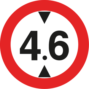 תמרור 416 אסורה הכניסה לרכב שגבהו כולל המטען עולה על מספר המטרים הרשום בתמרור