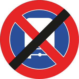 תמרור 436 קצה האזור האסור לחניית רכב מסחרי שמשקלו הכולל המותר עולה על 10,000 קג