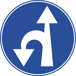 תמרור 210 סע ישר או בפנית פרסה שמאלה