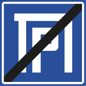 תמרור 628 קצה המקום או הקטע המותר לחניה על הכביש, או על המדרכה