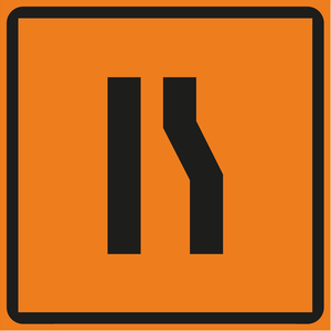 תמרור 906 הכביש הולך וצר מצד ימין