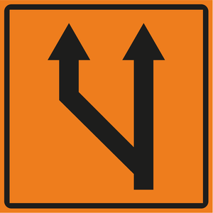 תמרור 911 מספר הנתיבים בכביש הולך וגדל מימין