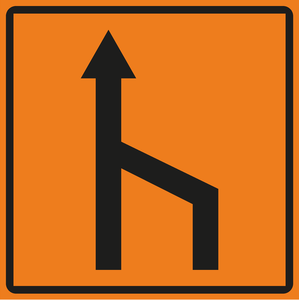 תמרור 912 מספר הנתיבים בכביש הולך וקטן מימין