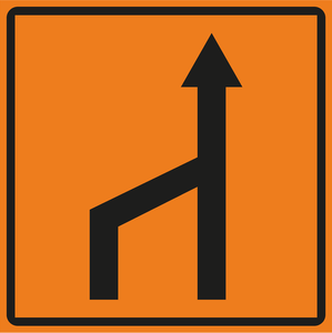 תמרור 913 מספר הנתיבים בכביש הולך וקטן משמאל