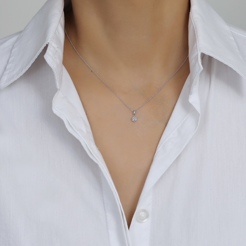 שרשרת ותליון פרח יהלומים זהב 14K