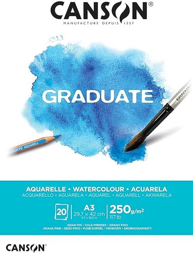 בלוק נייר לצבעי מים 250 גר'CANSON Graduate ( מגוון גדלים)