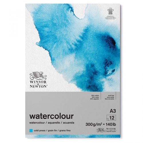 בלוק נייר לציור בצבעי מים, 25% כותנה WINSOR&NEWTON (מגוון גדלים)
