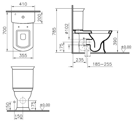 אסלה מונובלוק Vitra Serenada 9722B003-7203 ומושב מיקרוליפט
