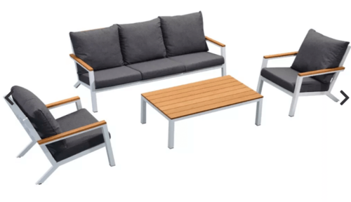 פינת ישיבה לגינה ולמרפסת תלת מושבית דגם אקרופוליס צבע אפור'לבן