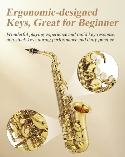 ערכת סקסופון אלט מלאה AS3 הכוללת בד ניקוי + תיק נשיאה + פיה + רצועת צוואר + עלים וסטנד מבית EASTAR