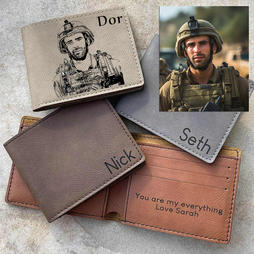 ארנק עור  עם חריטה של תמונה