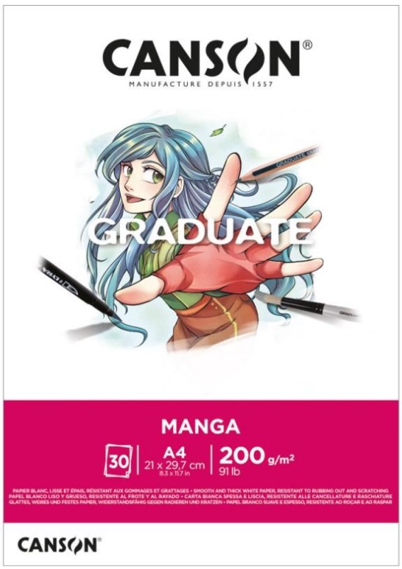 בלוק נייר לציורי מנגה 200 גרם GRADUATE MANGA (30 דף)