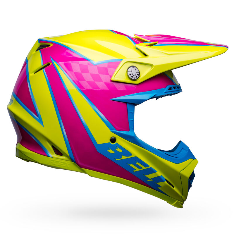  קסדה לאופנוע BELL MOTO 9S FLEX צהוב/ורוד/תכלת V2024